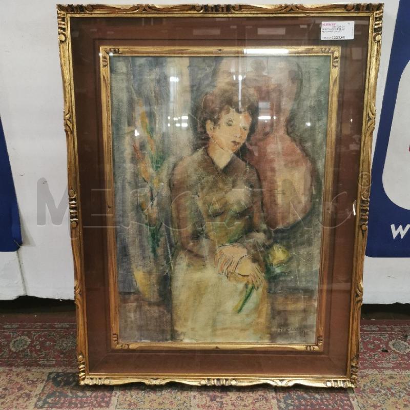 DIPINTO ACHILLE DE CARLO DONNA CON ROSA IN MANO | Mercatino dell'Usato Torino nizza 1