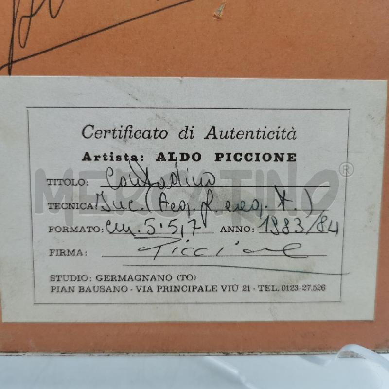 INCISIONE PICCOLA ALDO PICCIONE | Mercatino dell'Usato Torino nizza 4