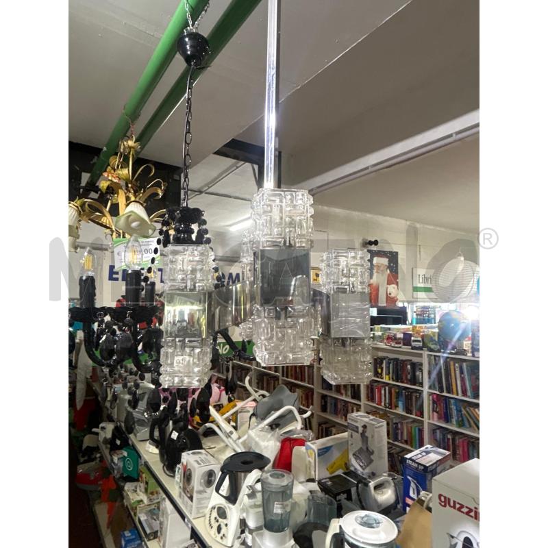 LAMPADARIO VINTAGE ANNI 60 IN VETRO E ACCIAIO CROMATO | Mercatino dell'Usato Torino nizza 1