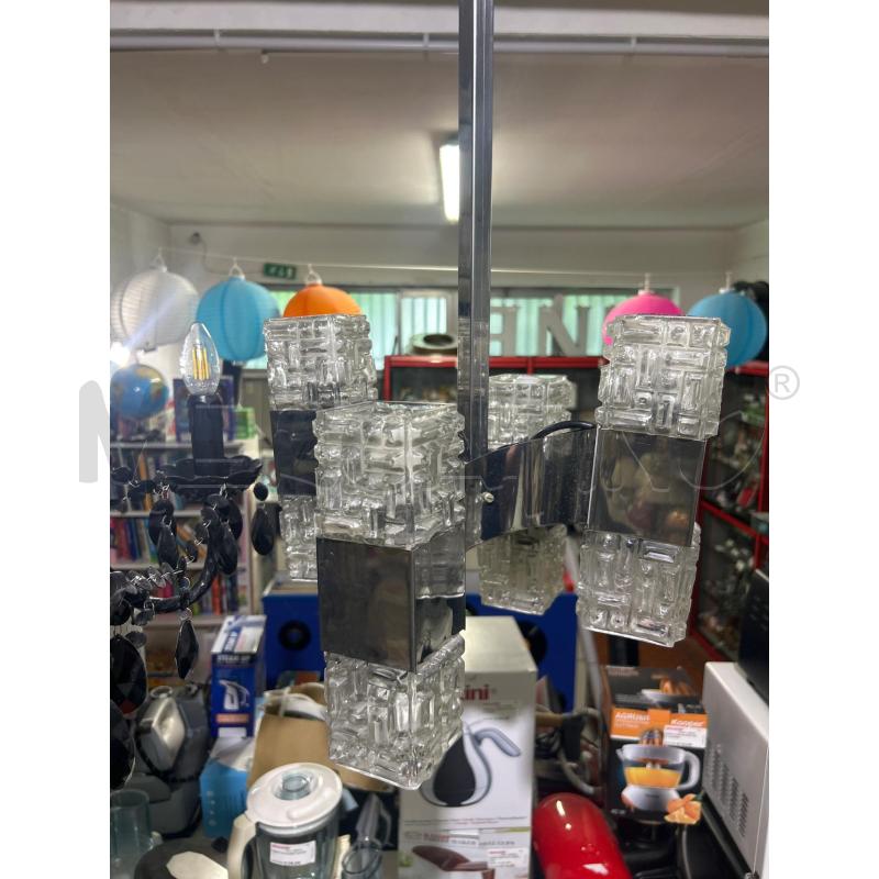 LAMPADARIO VINTAGE ANNI 60 IN VETRO E ACCIAIO CROMATO | Mercatino dell'Usato Torino nizza 2