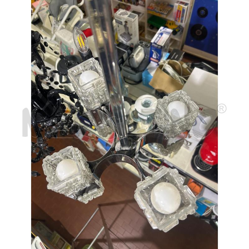 LAMPADARIO VINTAGE ANNI 60 IN VETRO E ACCIAIO CROMATO | Mercatino dell'Usato Torino nizza 4