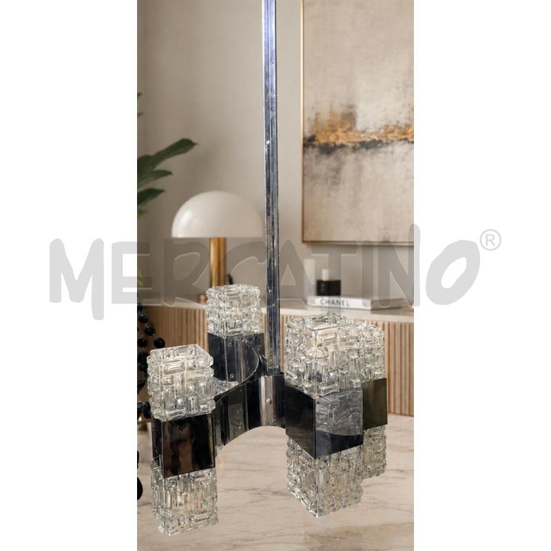 LAMPADARIO VINTAGE ANNI 60 IN VETRO E ACCIAIO CROMATO | Mercatino dell'Usato Torino nizza 5