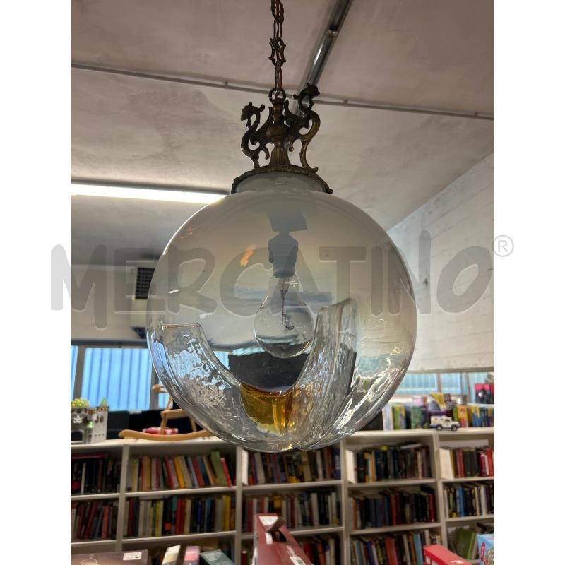 LAMPADA A SOFFITTO SPACE AGE SFERICA IN VETRO DI MURO MAZZEGA ANNI 70 | Mercatino dell'Usato Torino nizza 1
