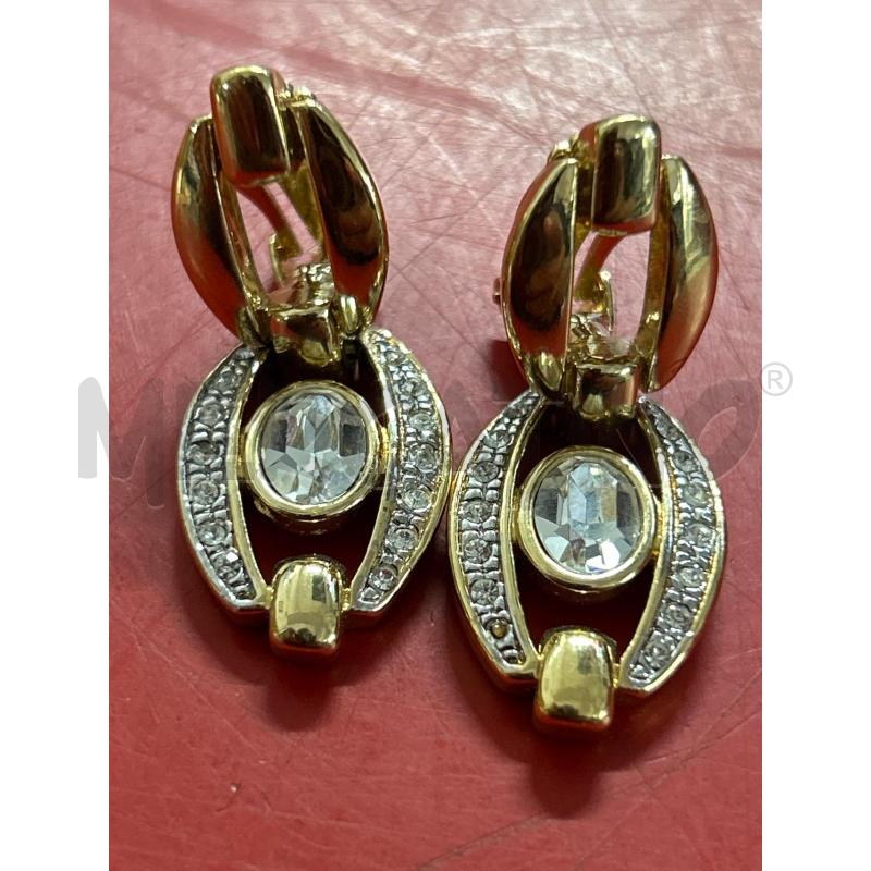 ORECCHINI VINTAGE CERCHIO OVALE DORATO CON STRASS | Mercatino dell'Usato Torino nizza 4