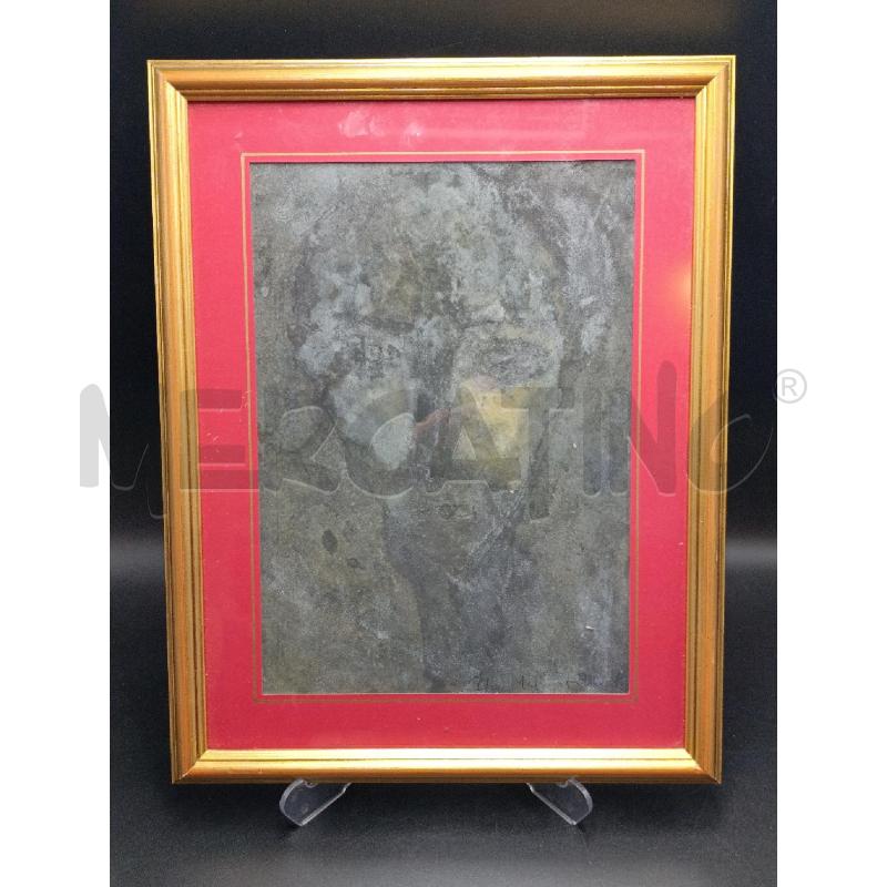 QUADRO FIGURA VISO SCURA DEGLI SCURI CON MACCHIE FIRMA NON LEGGIBILE | Mercatino dell'Usato Torino nizza 1