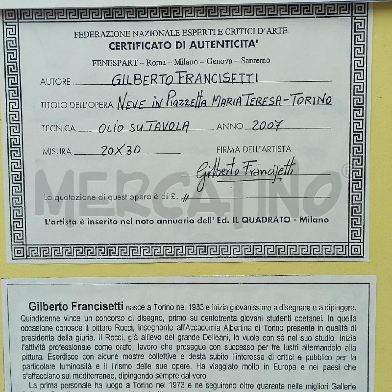 QUADRO G.FRANCESETTI NEVE IN PIAZZETTA MARIA TERESA | Mercatino dell'Usato Torino tommaso grossi 4