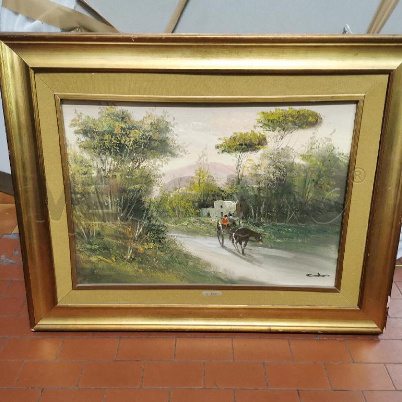 QUADRO PITTORE G.CURTI PAESAGGIO CAMPANO CON CARROZZA | Mercatino dell'Usato Torino nizza 1