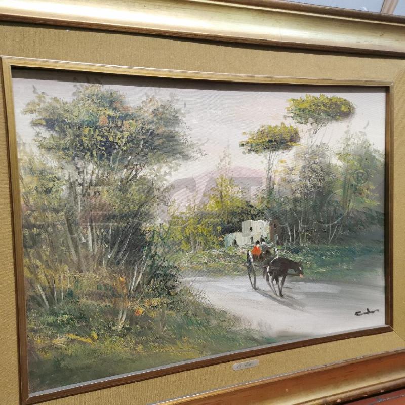QUADRO PITTORE G.CURTI PAESAGGIO CAMPANO CON CARROZZA | Mercatino dell'Usato Torino nizza 2