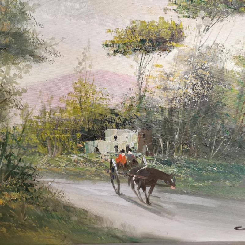 QUADRO PITTORE G.CURTI PAESAGGIO CAMPANO CON CARROZZA | Mercatino dell'Usato Torino nizza 4