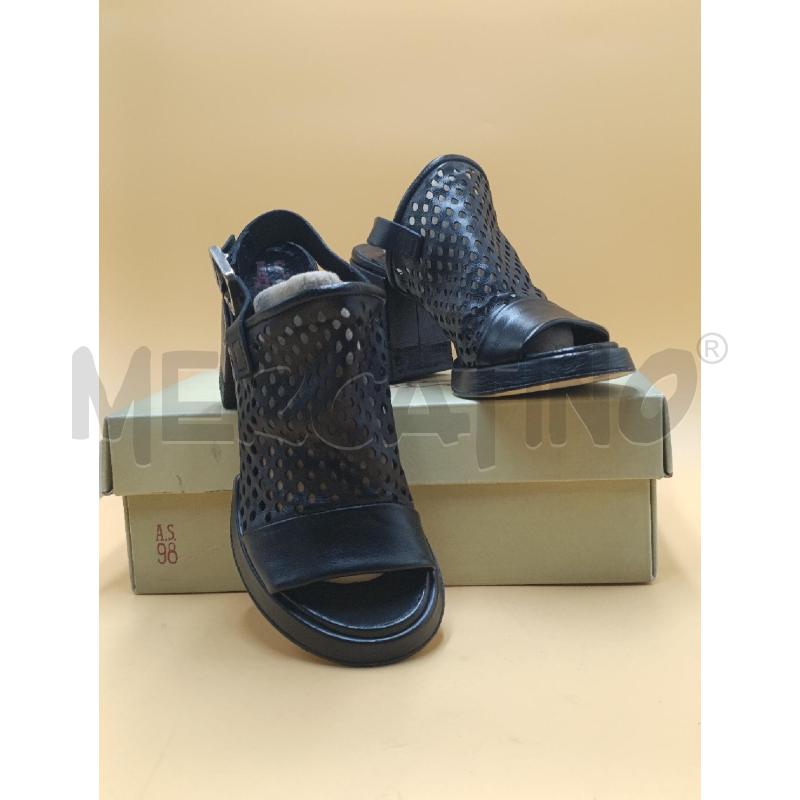 SANDALI DONNA A.S. 98 NERE CON CINTURINO PELLE E CUOIO  | Mercatino dell'Usato Torino nizza 2