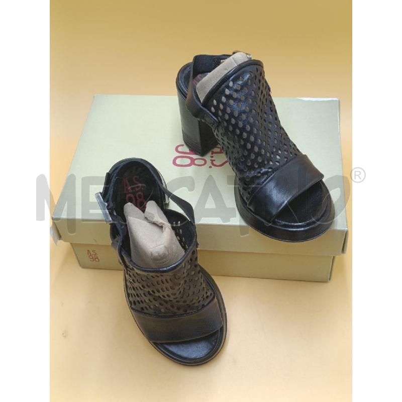 SANDALI DONNA A.S. 98 NERE CON CINTURINO PELLE E CUOIO  | Mercatino dell'Usato Torino nizza 3