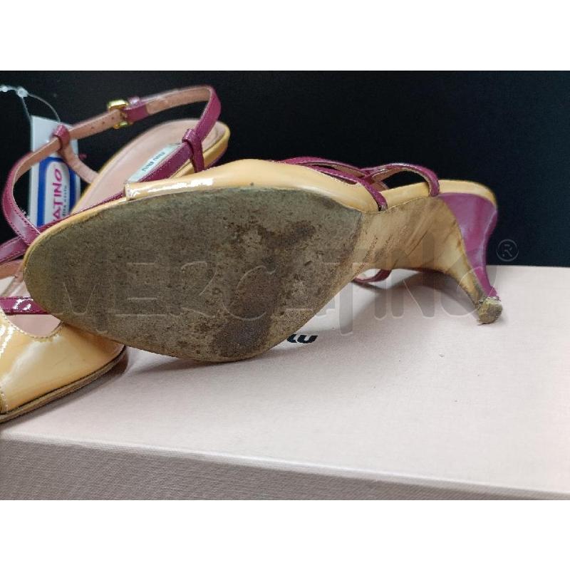 SANDALI DONNA APERTI BEIGE E BORDEAUX MIU MIU | Mercatino dell'Usato Torino nizza 3