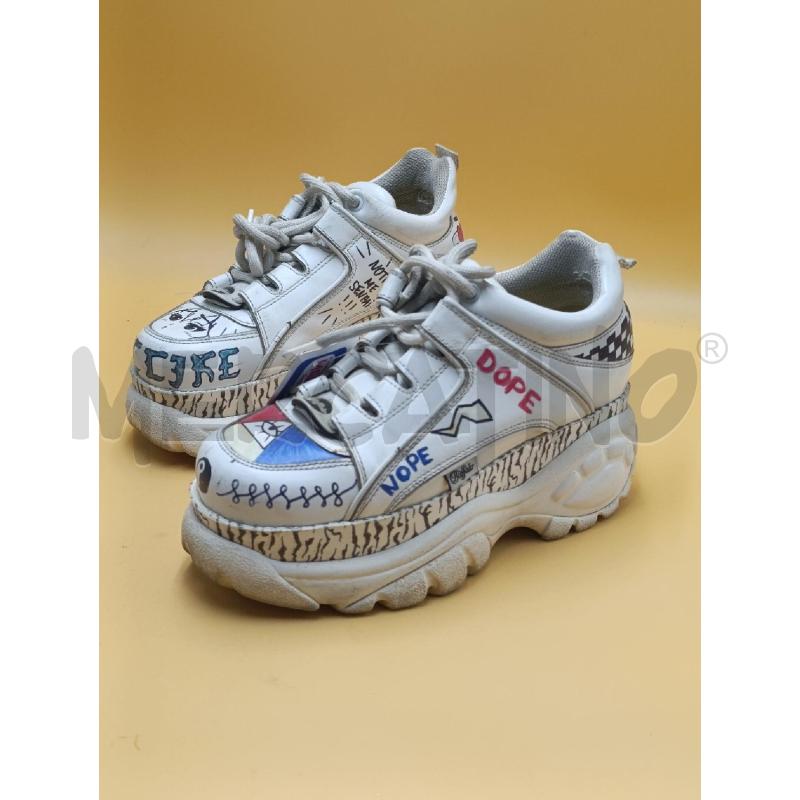 SCARPE DONNA BUFFALO LIMIT EDITION BIANCHE DISEGNI  | Mercatino dell'Usato Torino nizza 1