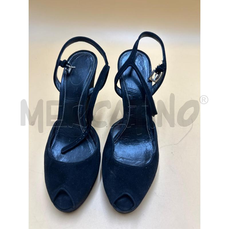 SCARPE DONNA PRADA SCAMOSCIATE NERE CON TACCO | Mercatino dell'Usato Torino nizza 1
