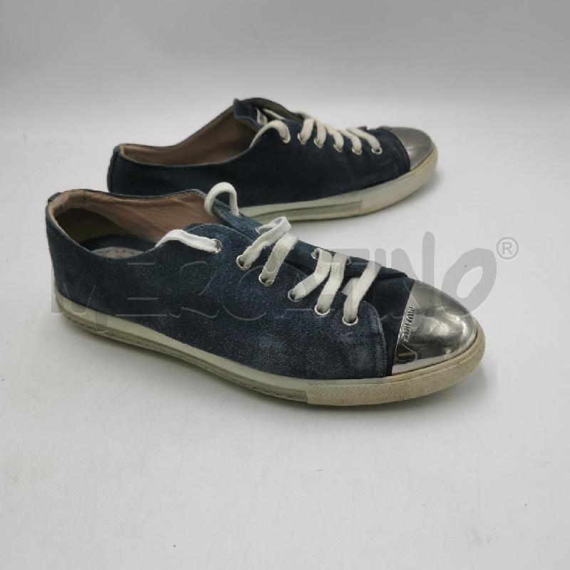 SCARPE DONNA SCAMOSCIATE BLU CON LACCI PUNTA ARGENTATA | Mercatino dell'Usato Torino nizza 3