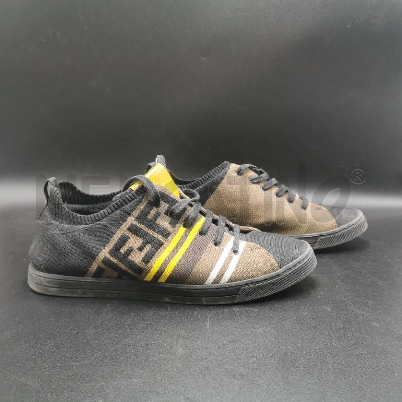 SCARPE UOMO FENDI MARRONE E NERO STRISCE GIALLE CON LACCI | Mercatino dell'Usato Torino nizza 1