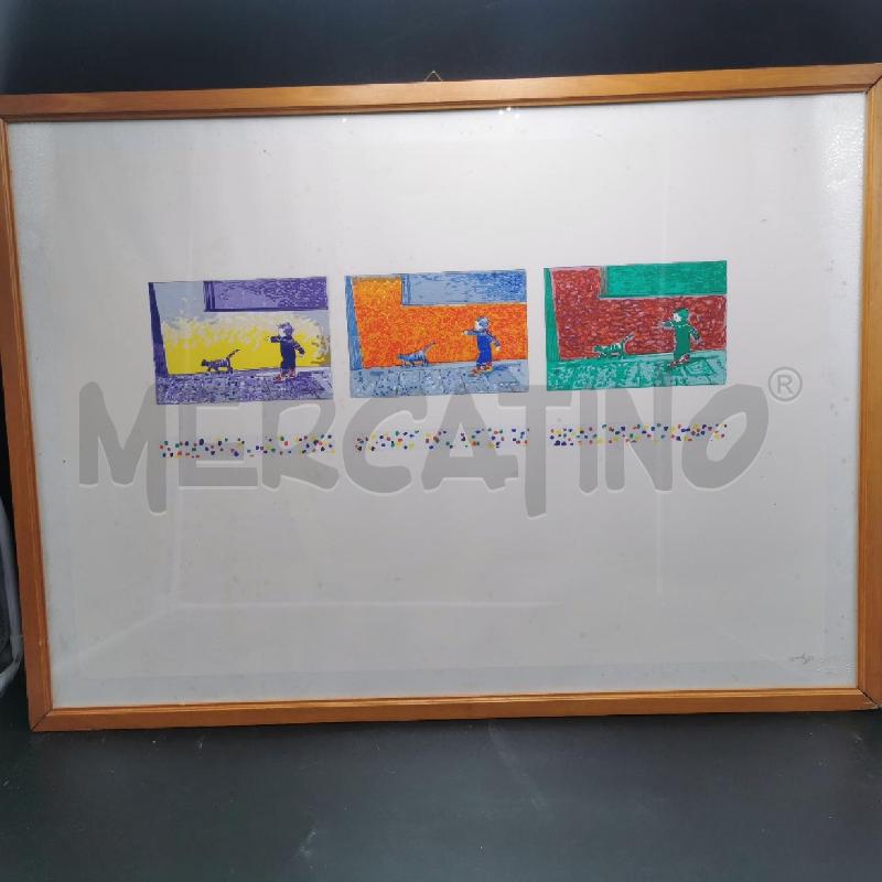 SERIGRAFIA SU CARTA GIORGIO CARTASSA BIMBO E GATTO  | Mercatino dell'Usato Torino nizza 1