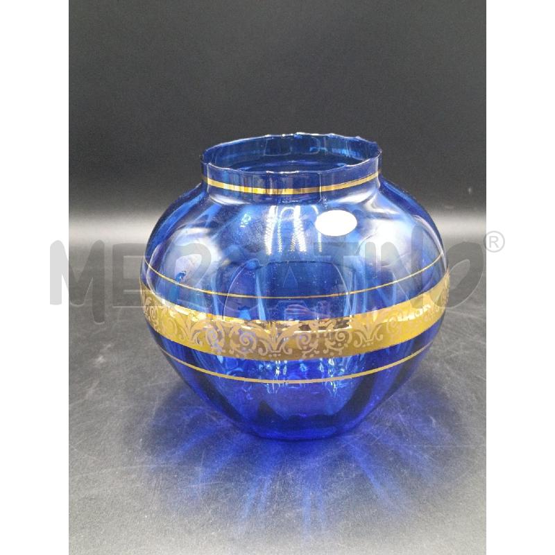 VASO VETRO BLU RIGA DOARATA | Mercatino dell'Usato Torino nizza 1