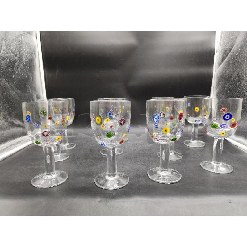 BICCHIERI PZ. 11 DECORO MILLEFIORI  | Mercatino dell'Usato Alpignano 1