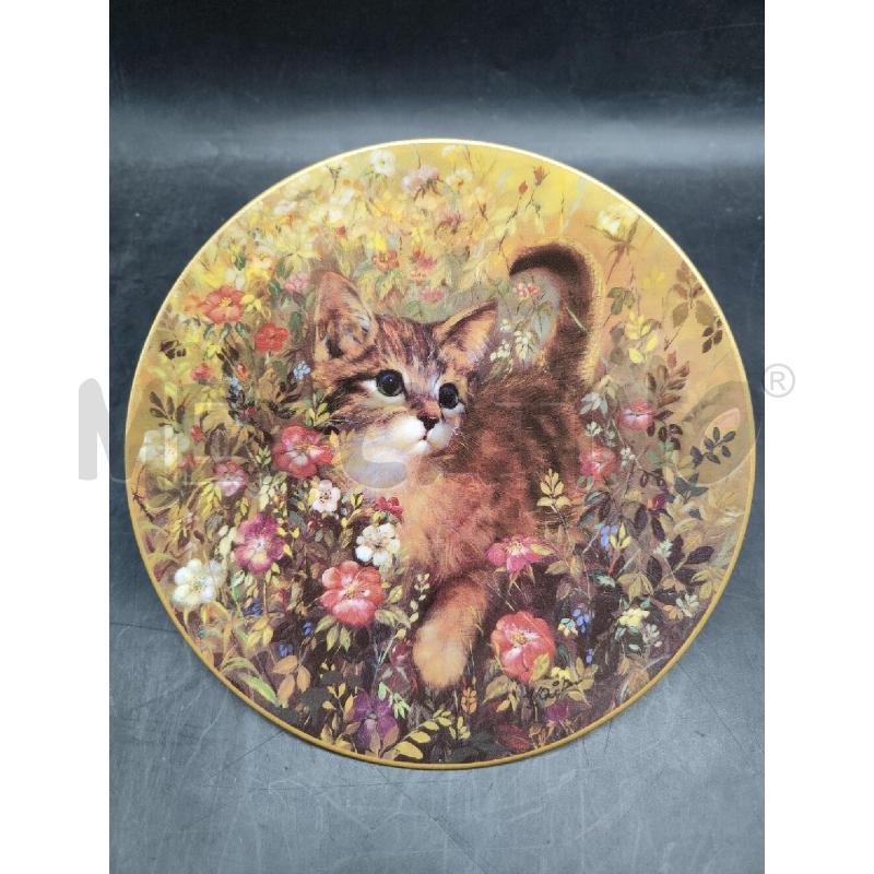 PIATTO BRADFORD GATTO TRA FIORI | Mercatino dell'Usato Alpignano 1