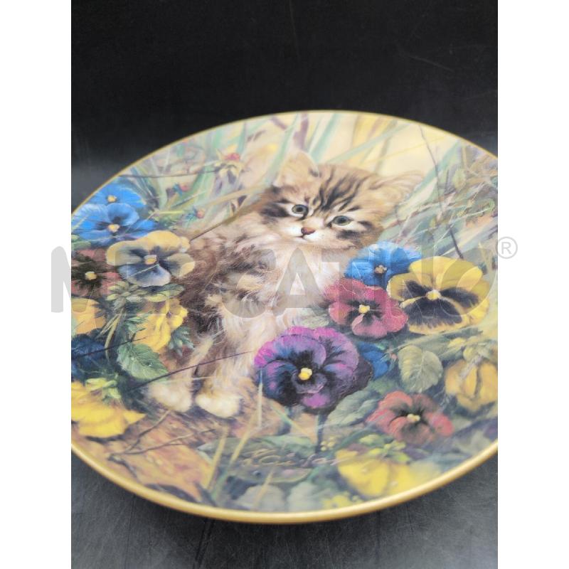 PIATTO BRADFORD GATTO TRA VIOLETTE | Mercatino dell'Usato Alpignano 3