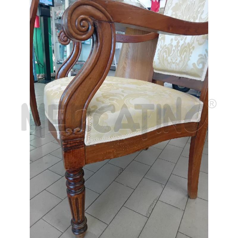 POLTRONA LEGNO TESSUTO CHIARO  | Mercatino dell'Usato Alpignano 5