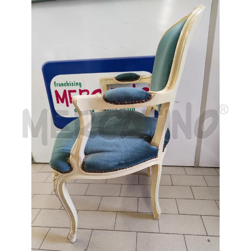 POLTRONCINA PANNA VELLUTO PETROLIO  | Mercatino dell'Usato Alpignano 3