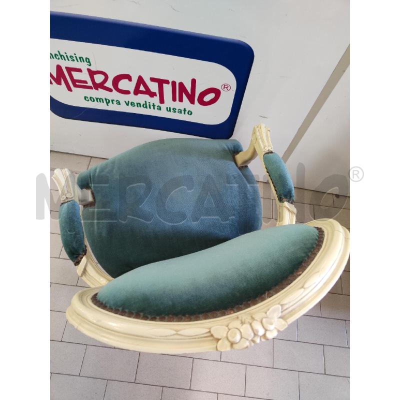 POLTRONCINA PANNA VELLUTO PETROLIO  | Mercatino dell'Usato Alpignano 5