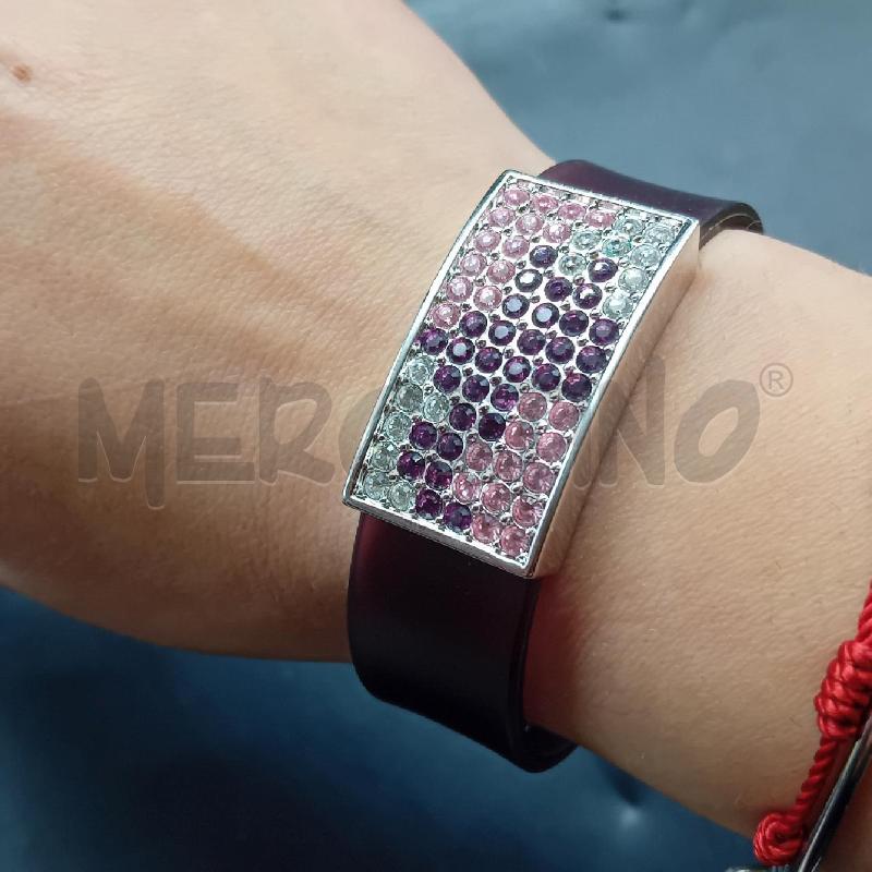 SWAROVSKI BRACCIALE SILICONE PIETRE VIOLA ROSA | Mercatino dell'Usato Alpignano 1