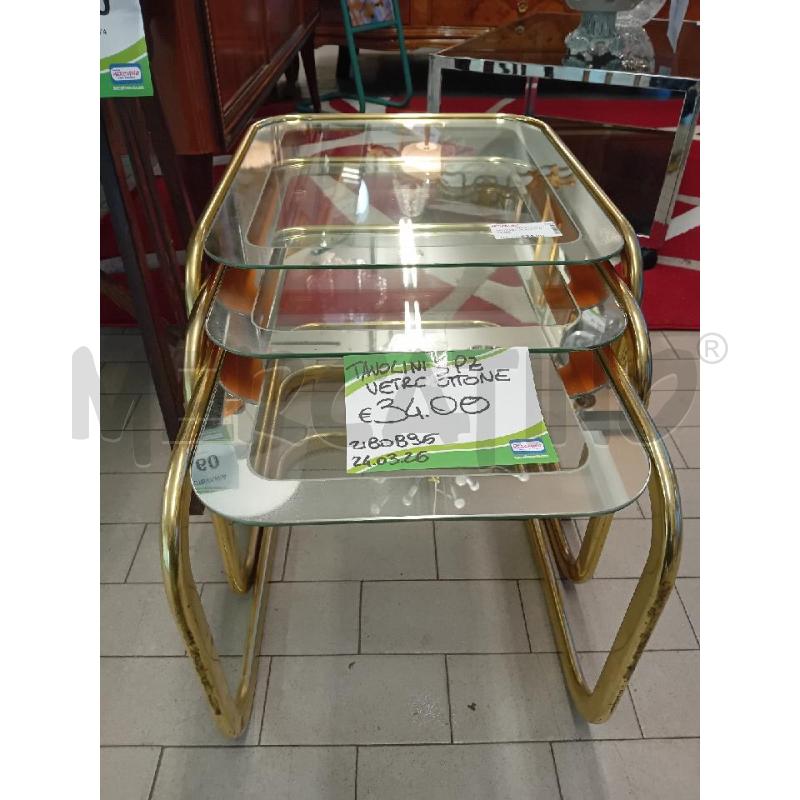 TAVOLINI 3 PZ VETRO OTTONE | Mercatino dell'Usato Alpignano 1