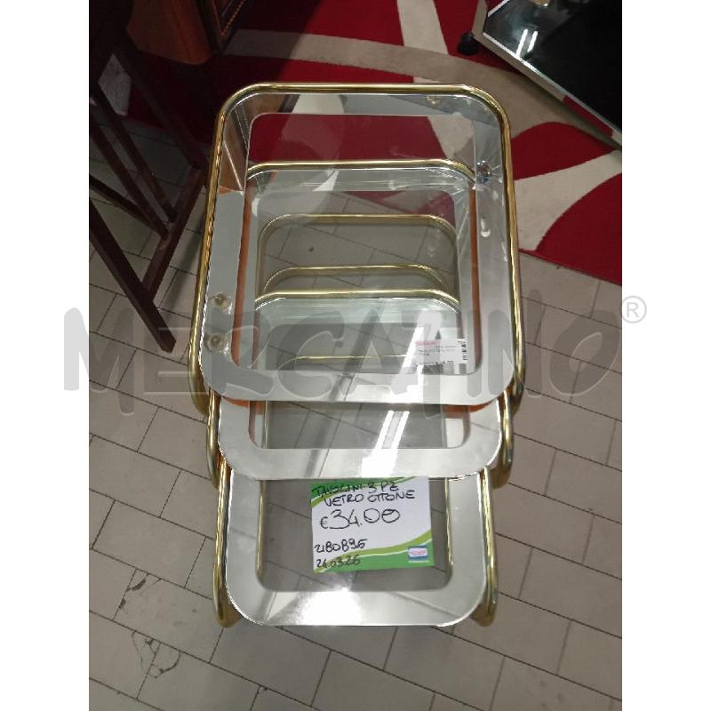 TAVOLINI 3 PZ VETRO OTTONE | Mercatino dell'Usato Alpignano 4