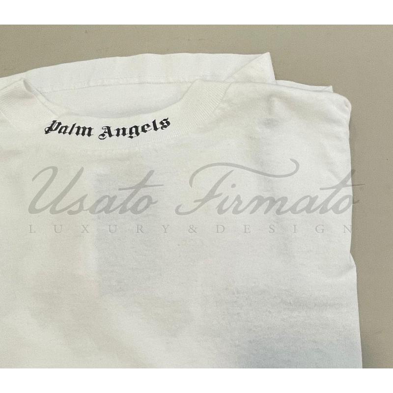 MAGLIA UOMO PALM ANGELS BIANCA SCRITTE NERO VIOLA | Mercatino dell'Usato Torino porta nuova 1