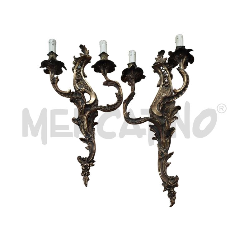 APPLIQUE OTTONE 2 PUNTI LUCE DECORATA 2PZ | Mercatino dell'Usato Chieri 1