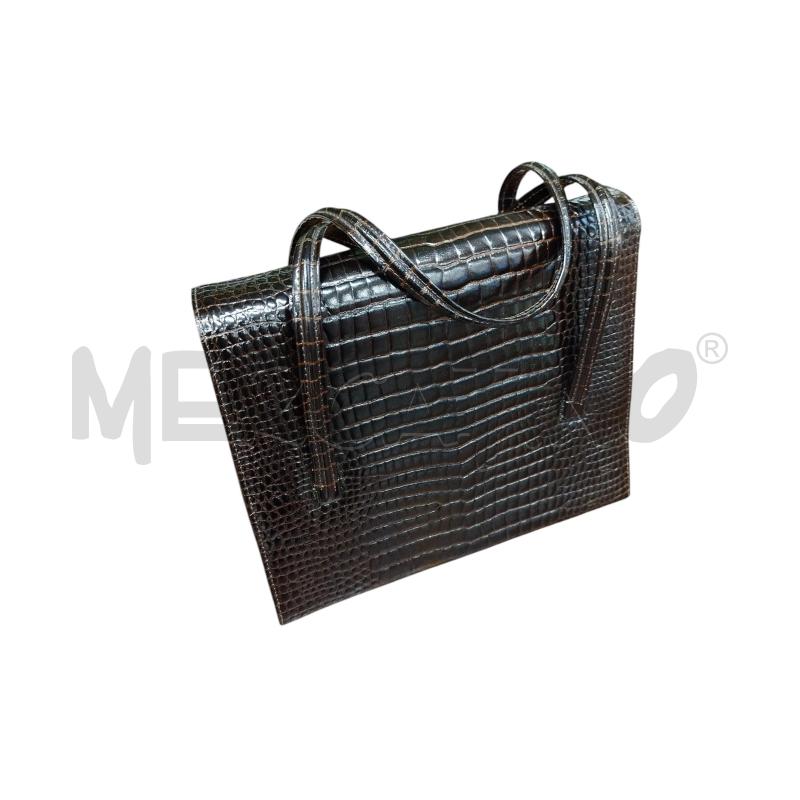 BORSA DONNA MARRONE PELLE NO ETICH SIM COCCODRILLO | Mercatino dell'Usato Chieri 1