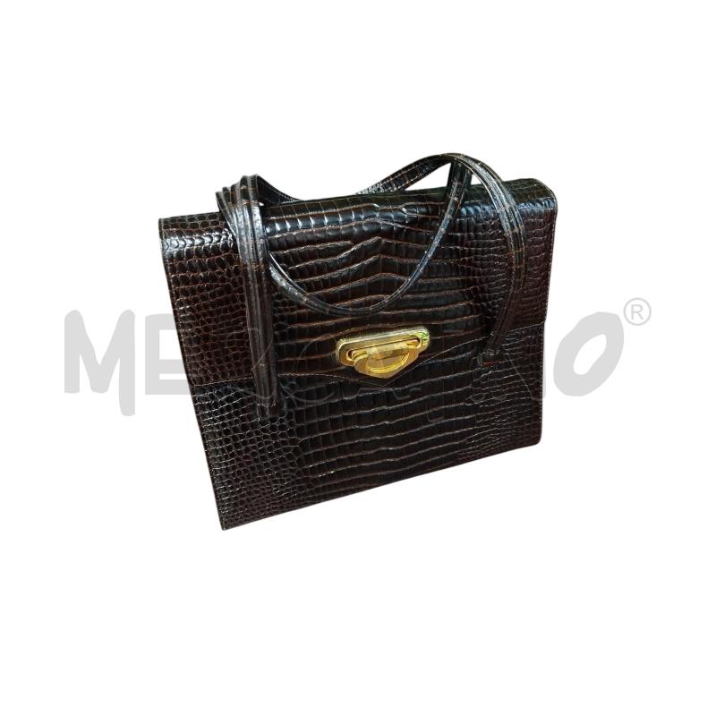 BORSA DONNA MARRONE PELLE NO ETICH SIM COCCODRILLO | Mercatino dell'Usato Chieri 2