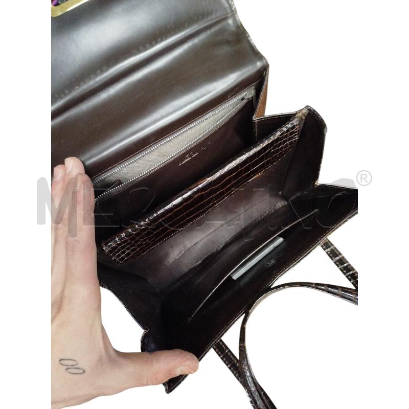 BORSA DONNA MARRONE PELLE NO ETICH SIM COCCODRILLO | Mercatino dell'Usato Chieri 3