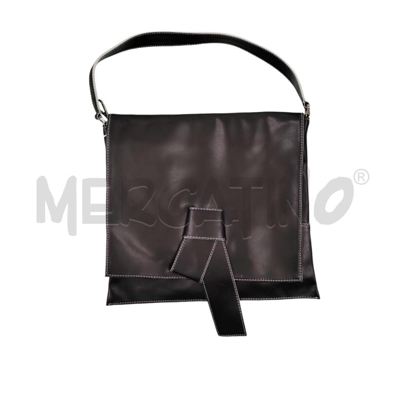 BORSA DONNA NERA PELLE BORDO BIANCO FIORELLA RUBINO | Mercatino dell'Usato Chieri 1