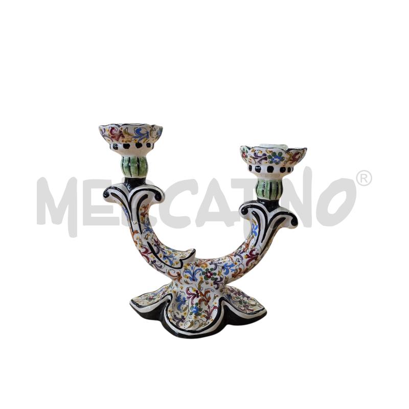 CANDELABRO IN CERAMICA LAVORATO FIORI  | Mercatino dell'Usato Chieri 1
