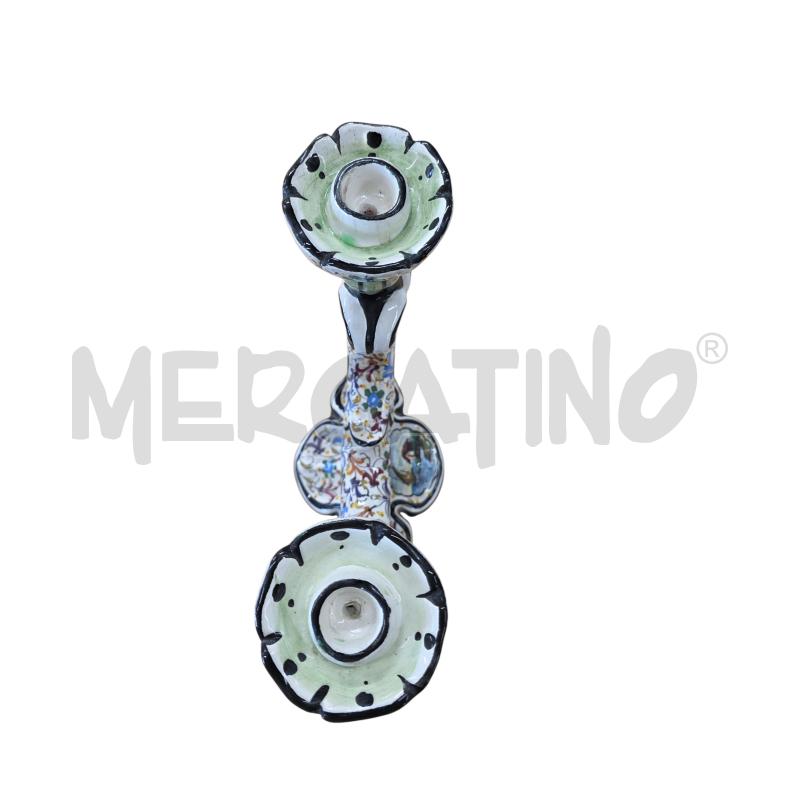 CANDELABRO IN CERAMICA LAVORATO FIORI  | Mercatino dell'Usato Chieri 2