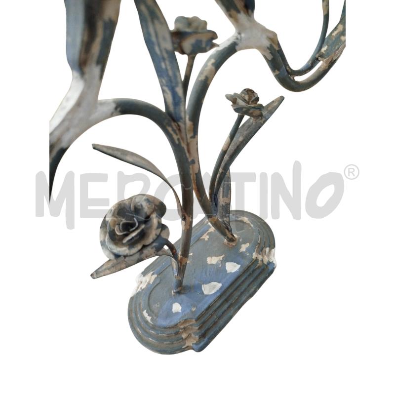 CANDELABRO METALLO VERDE PARTI IN CERAMICA | Mercatino dell'Usato Chieri 1