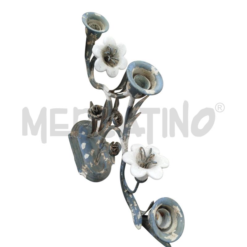 CANDELABRO METALLO VERDE PARTI IN CERAMICA | Mercatino dell'Usato Chieri 2