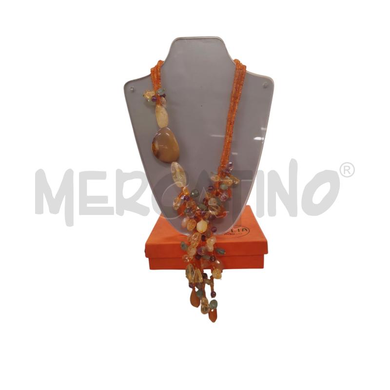 COLLANA PIETRE ARANCIO VIOLA TRASP OPHELIA GANCIO ARG | Mercatino dell'Usato Chieri 1