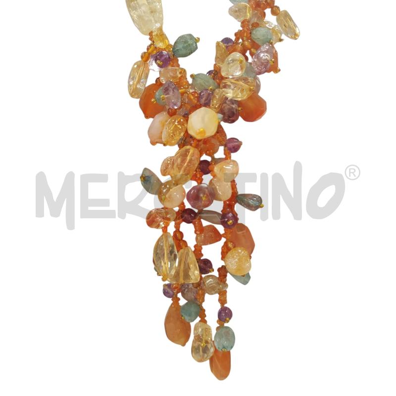 COLLANA PIETRE ARANCIO VIOLA TRASP OPHELIA GANCIO ARG | Mercatino dell'Usato Chieri 2