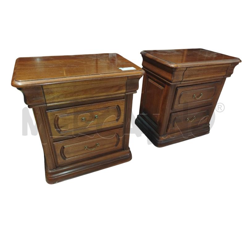 COMODINI COPPIA 3 CASSETTI SCURI | Mercatino dell'Usato Chieri 1
