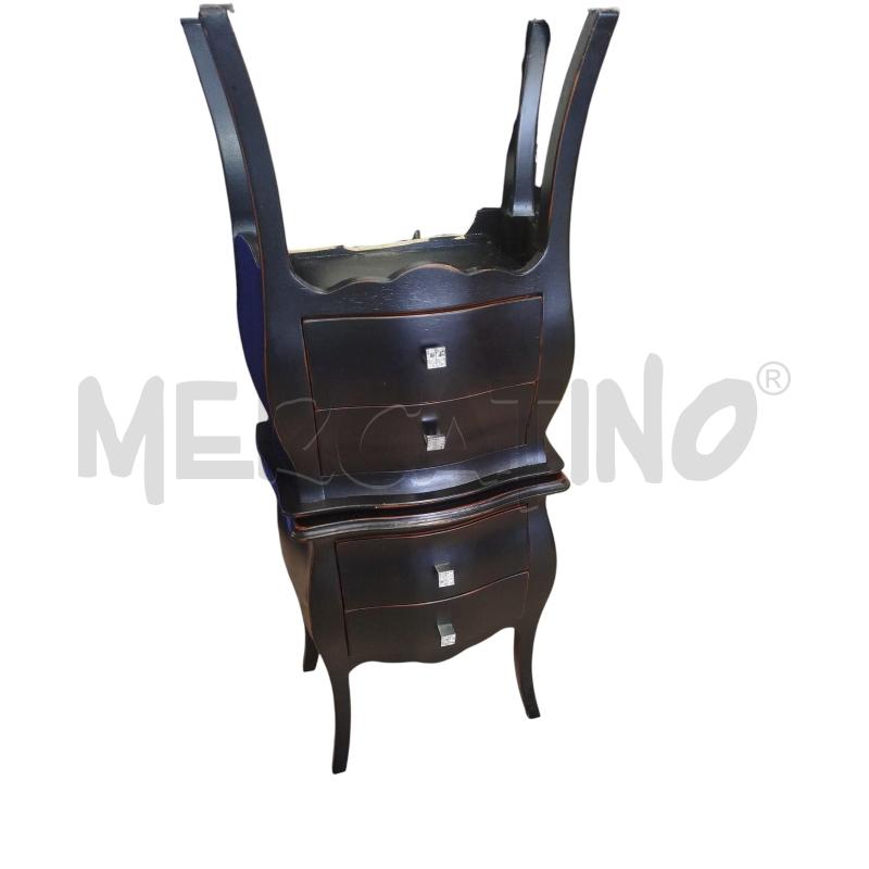 COMODINI COPPIA NERO 2 CASSETTI POMELLO STRASS PLASTICA | Mercatino dell'Usato Chieri 1