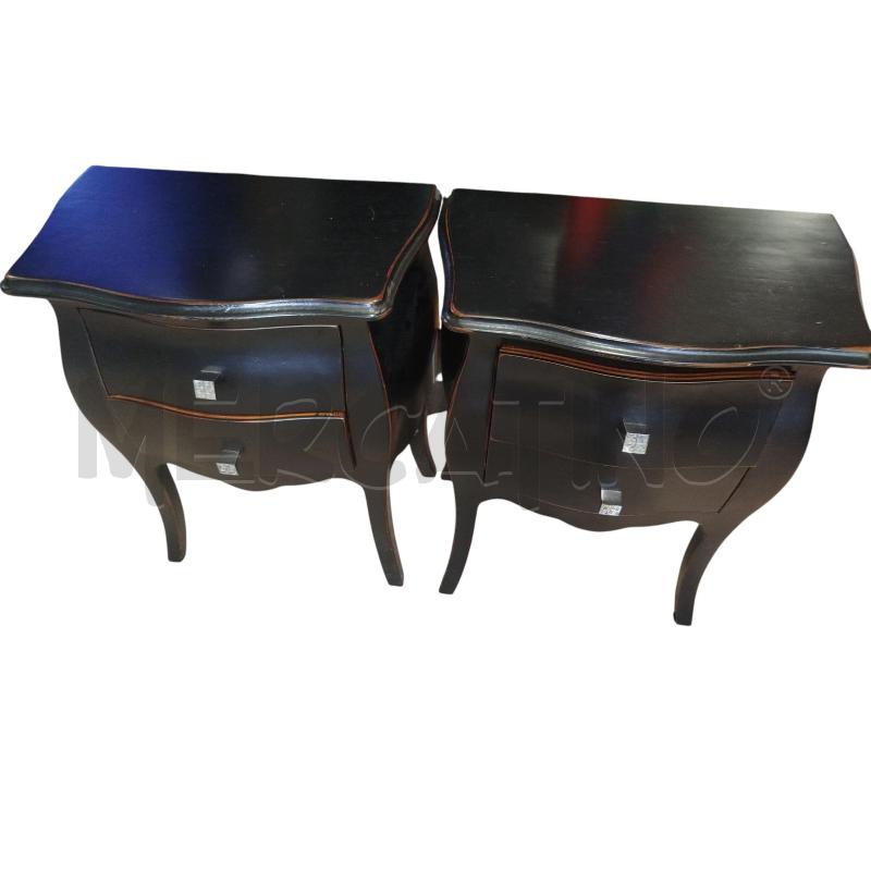 COMODINI COPPIA NERO 2 CASSETTI POMELLO STRASS PLASTICA | Mercatino dell'Usato Chieri 2