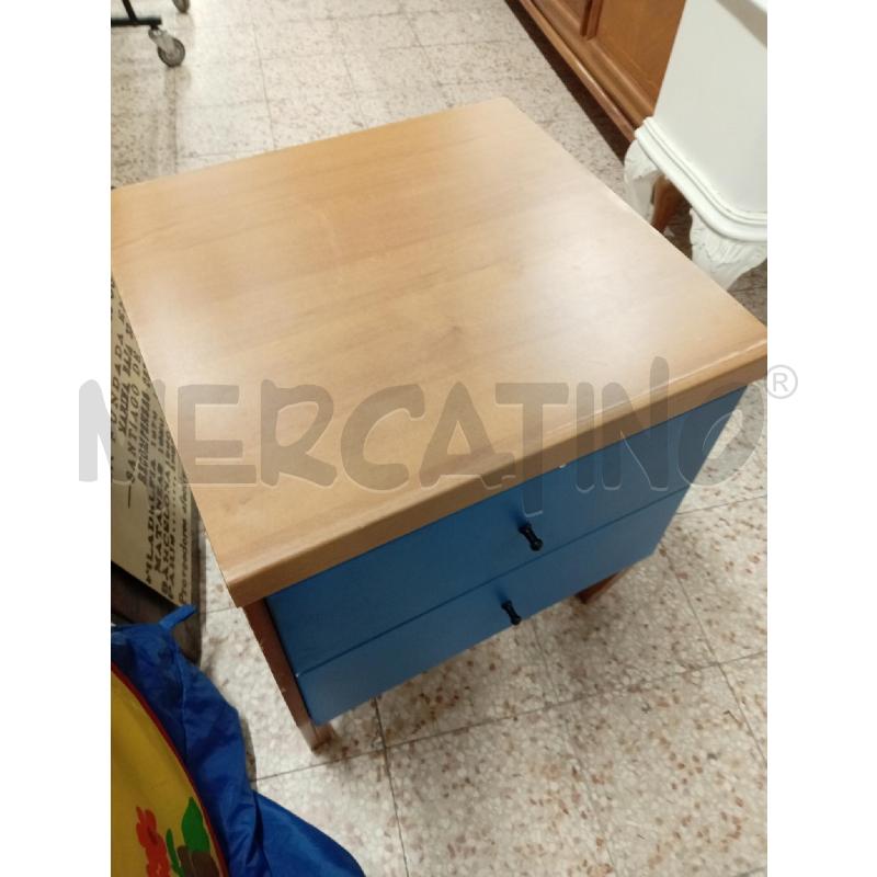 COMODINO LEGNO 2 CASSETTI LEGNO BLU | Mercatino dell'Usato Chieri 2
