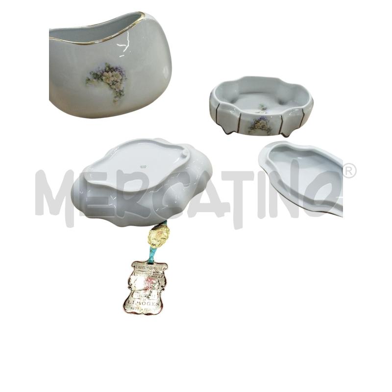 CONTENITORE CON VASO E SVUOTATASCHE LIMOGES DECORO FIORATO | Mercatino dell'Usato Chieri 2