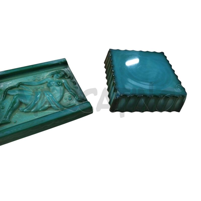 CONTENITORE MALACHITE VERDE LAVORATO CON VARI DIFETTI | Mercatino dell'Usato Chieri 2