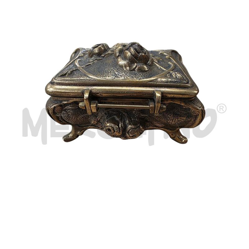 CONTENITORE OTTONE PIENO LAVORATO INTERNO TESSUTO VERDE | Mercatino dell'Usato Chieri 4